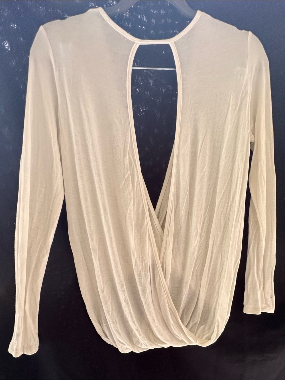 Joyce Leslie Cream Long-Sleeve Drape-Back Knit Top